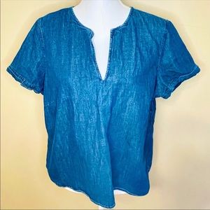 Madewell Denim Short Sleeve Blouse Size XL